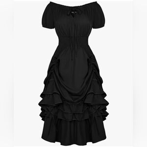 Scarlet Darkness Women's Steampunk Dress Renaissance Costume Goth Long Dress